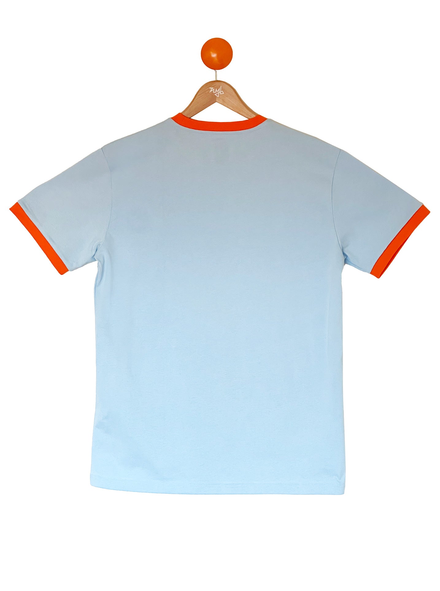 embroidered contrast tee - blue orange