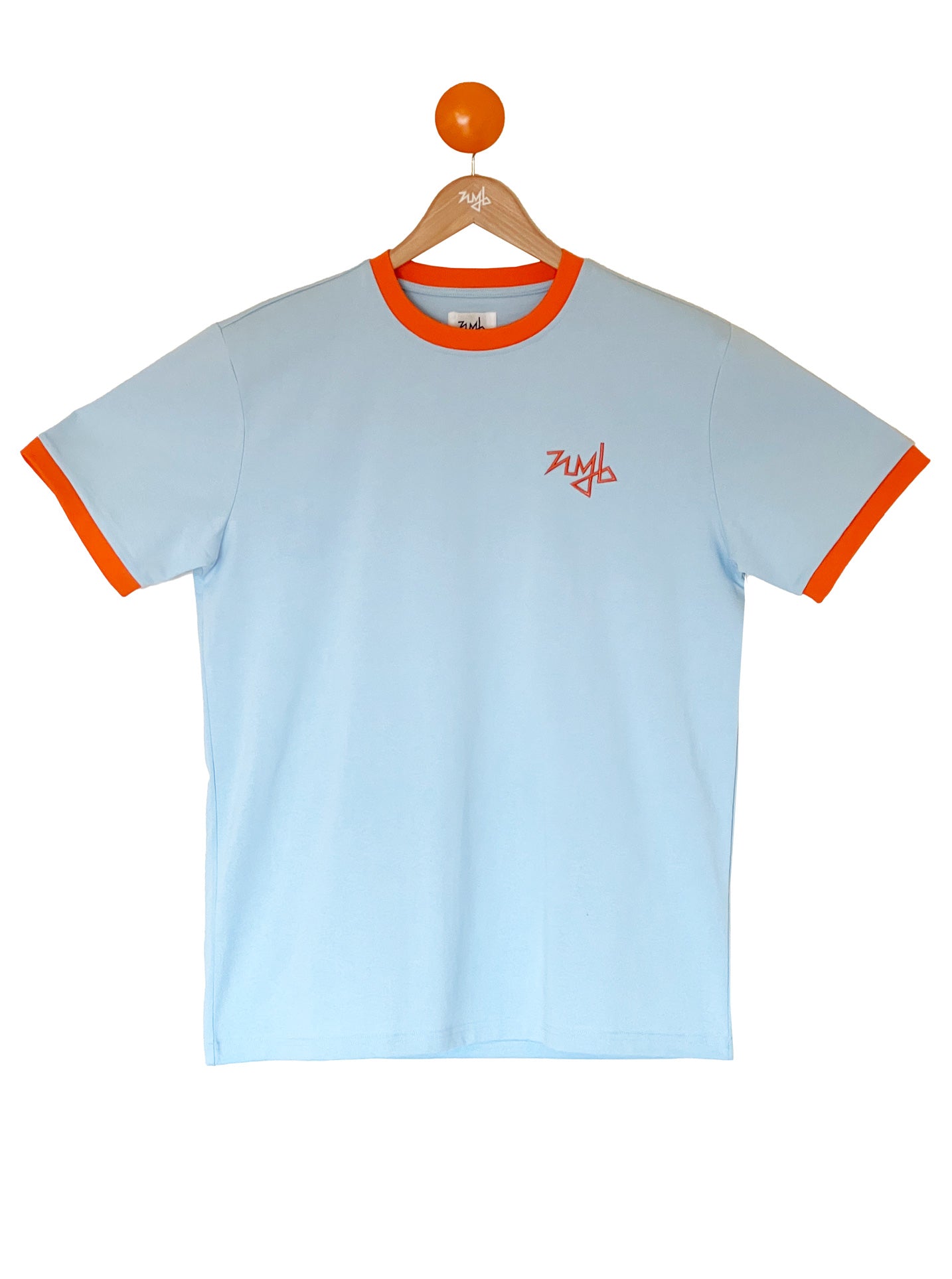 embroidered contrast tee - blue orange