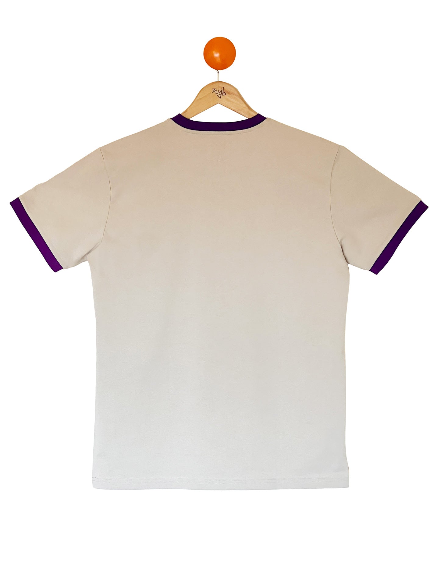 embroidered contrast tee - taupe purple